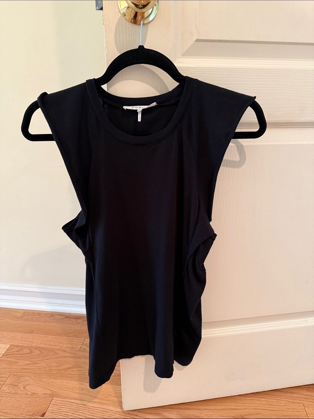 Frame Denim Black Structured-Shoulder Tank